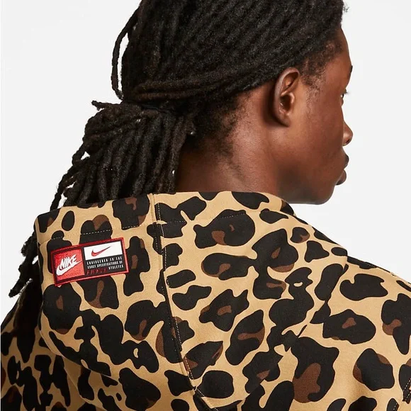 SOLD | Nike Men’s Sportswear Club Fleece Leopard Print Brown Pullover Hoodie XL - Picture 2 of 15